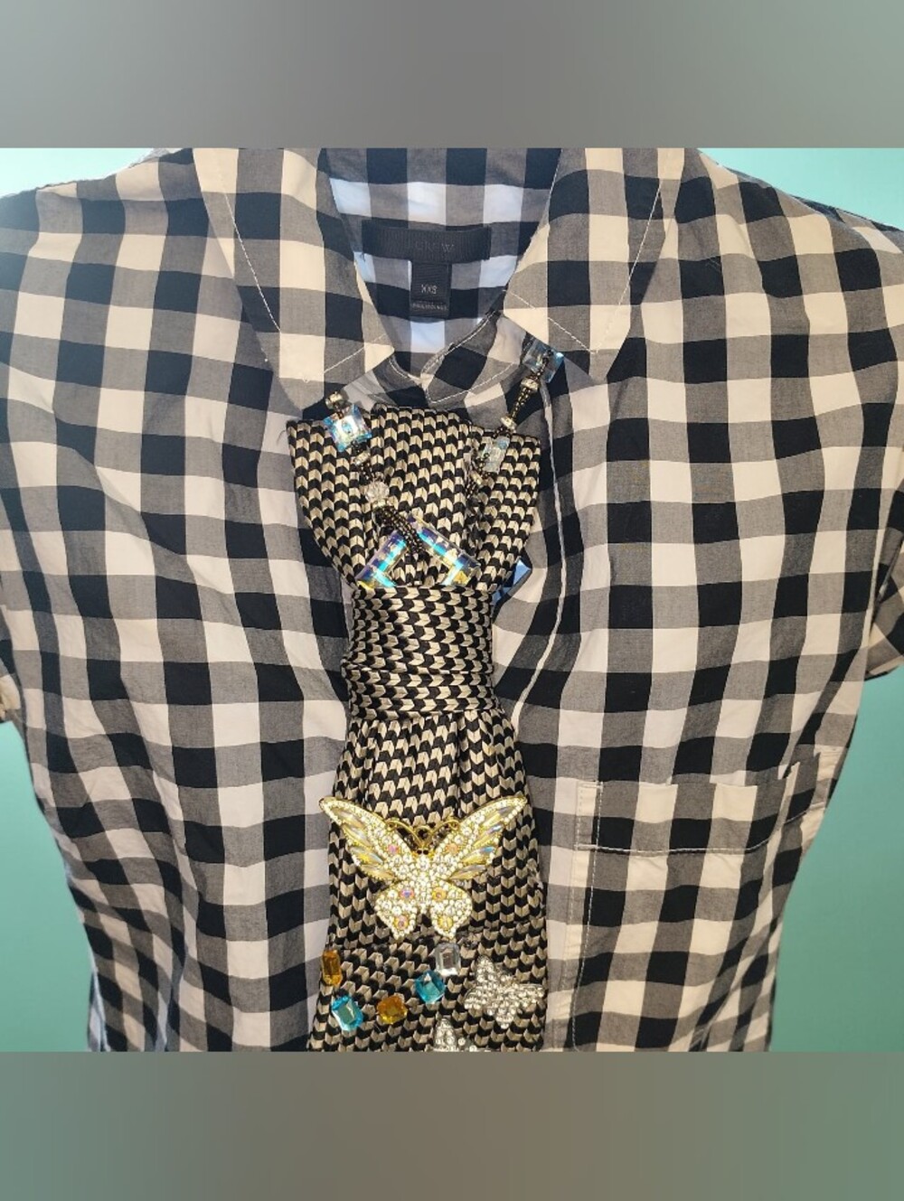 Black & Gold Butterfly Neck-Tie Necklace - Picture 3 of 3